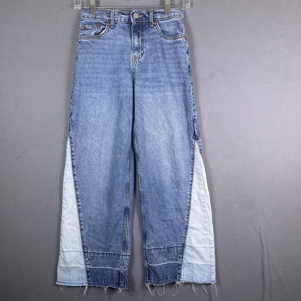 Levi's Girls Size 10 High Rise Baggy Jeans Wide Leg Two Tone Denim Trendy